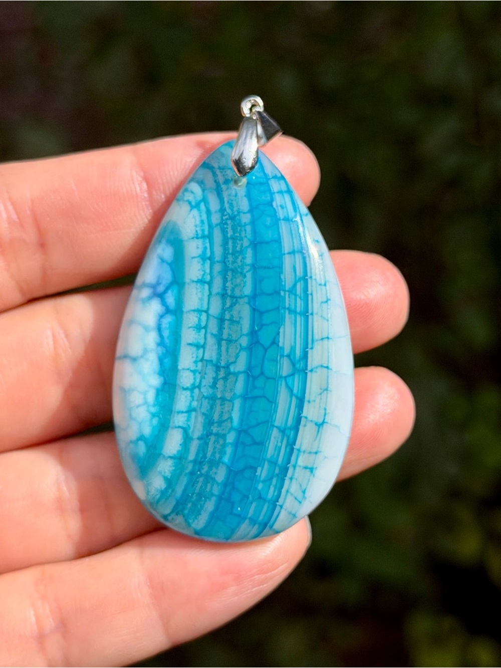 925 silver plated blue crack agate pendant 2625 - Picture 2 of 4